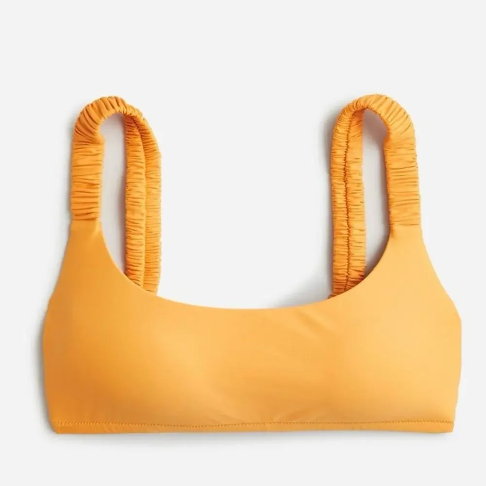 NEW J. Crew Scrunchie-strap Square Neck Bikini Top, Black, Women's XXS BM431 $72